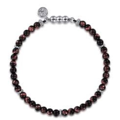 925 Sterling Silver and 4mm Tiger Eye Beaded Bracelet