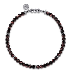 925 Sterling Silver and 4mm Tiger Eye Beaded Bracelet