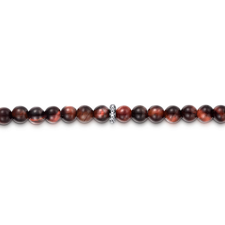 925 Sterling Silver and 4mm Tiger Eye Beaded Bracelet - Shot 2
