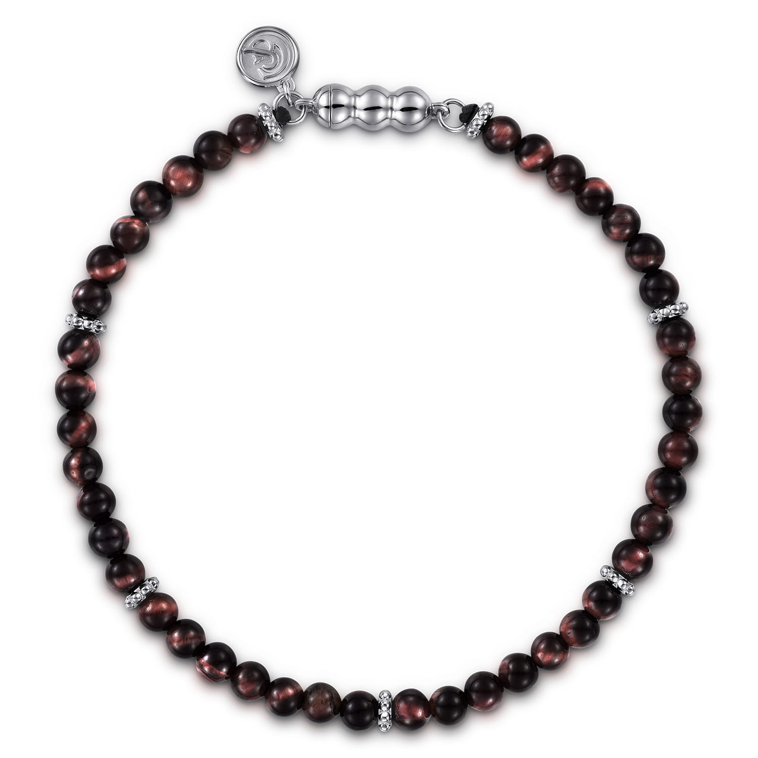 925 Sterling Silver and 4mm Tiger Eye Beaded Bracelet - Shot 1