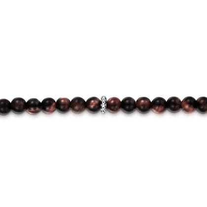 925 Sterling Silver and 4mm Tiger Eye Beaded Bracelet