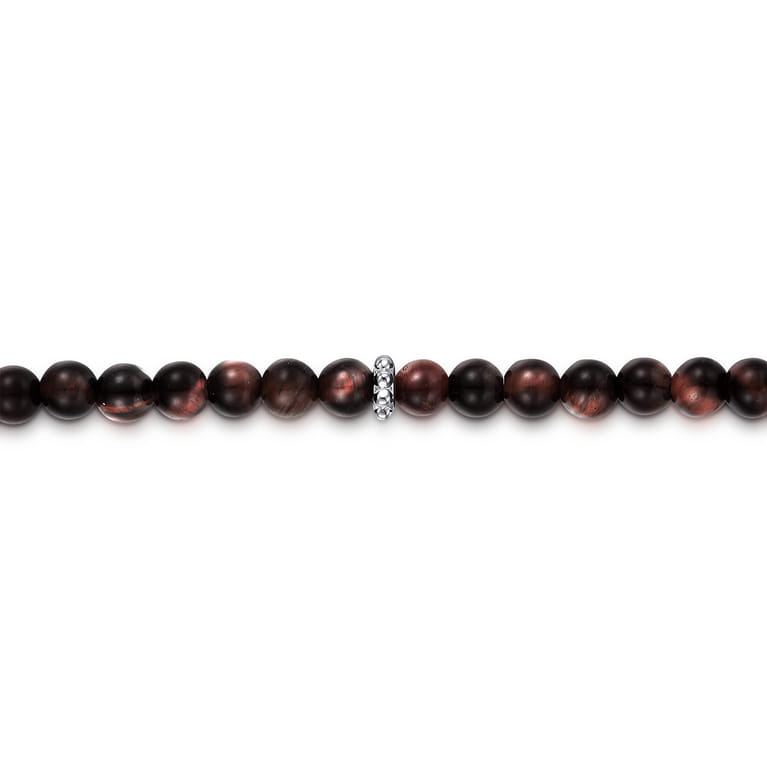 925 Sterling Silver and 4mm Tiger Eye Beaded Bracelet - Shot 2