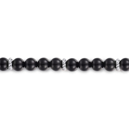925 Sterling Silver and 6mm Black Onyx Beaded Bracelet