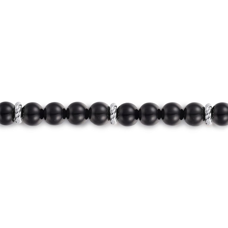 925 Sterling Silver and 6mm Black Onyx Beaded Bracelet - Shot 2