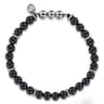 925 Sterling Silver and 6mm Black Onyx Beaded Bracelet