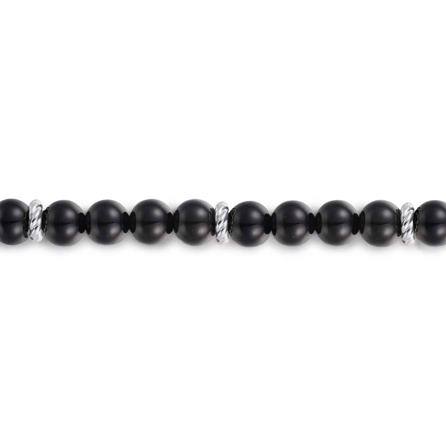 925 Sterling Silver and 6mm Black Onyx Beaded Bracelet - Shot 2