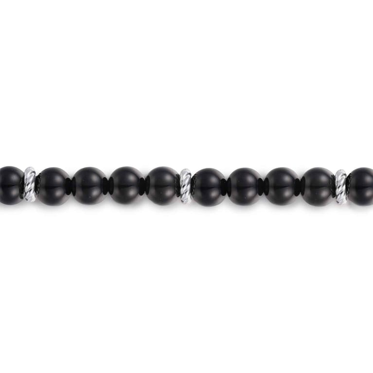 925 Sterling Silver and 6mm Black Onyx Beaded Bracelet - Shot 2