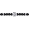 925 Sterling Silver and 6mm Black Titanium Bead Men's Bracelet With Skull