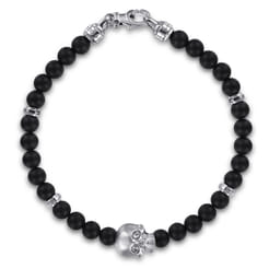 925-Sterling-Silver-and-6mm-Black-Titanium-Bead-Men's-Bracelet-with-Skull1