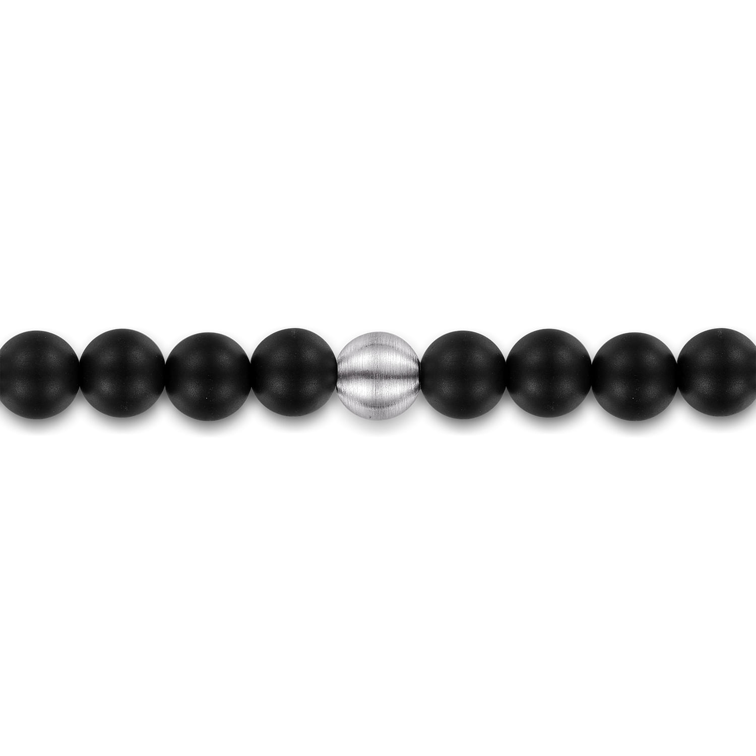 925 Sterling Silver and 6mm Black Titanium Sandblast Men's Beaded Bracelet
