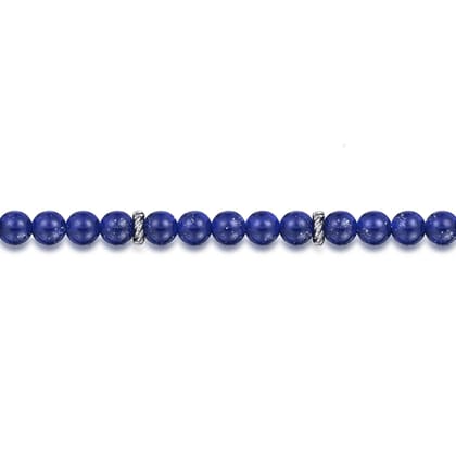 925 Sterling Silver and 6mm Lapis Beaded Bracelet
