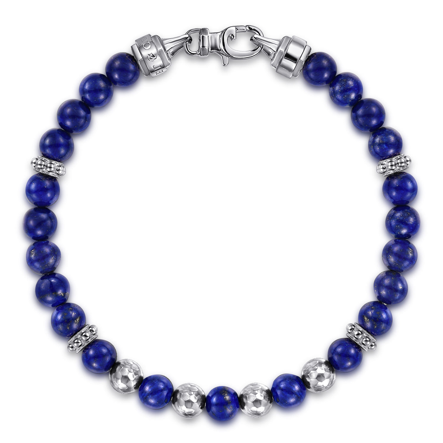 925 Sterling Silver and 6mm Lapis Beaded Bracelet - Shot 1