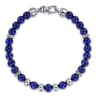 925 Sterling Silver and 6mm Lapis Beaded Bracelet