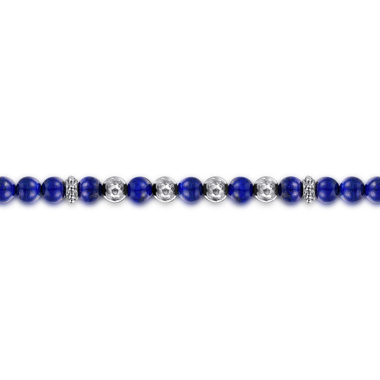 925 Sterling Silver and 6mm Lapis Beaded Bracelet - Shot 2