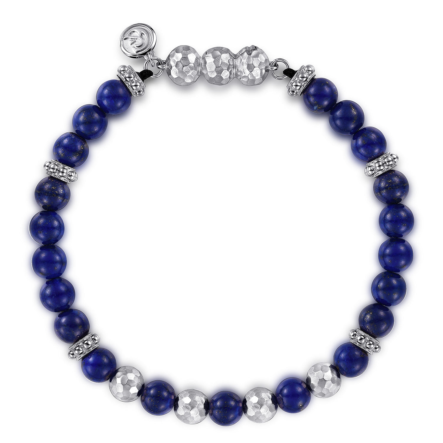 925 Sterling Silver and 6mm Lapis Beaded Bracelet - Shot 1