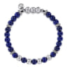 925 Sterling Silver and 6mm Lapis Beaded Bracelet