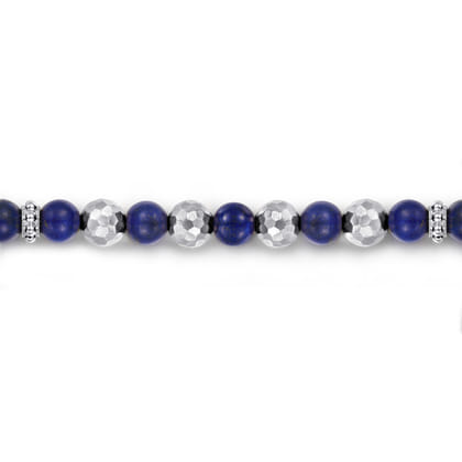 925 Sterling Silver and 6mm Lapis Beaded Bracelet