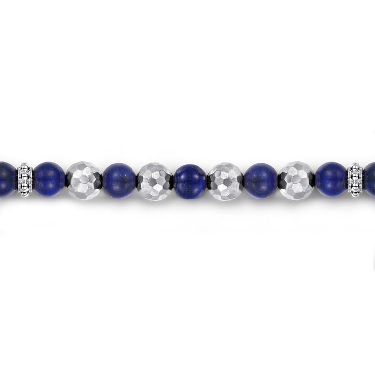 925 Sterling Silver and 6mm Lapis Beaded Bracelet - Shot 2