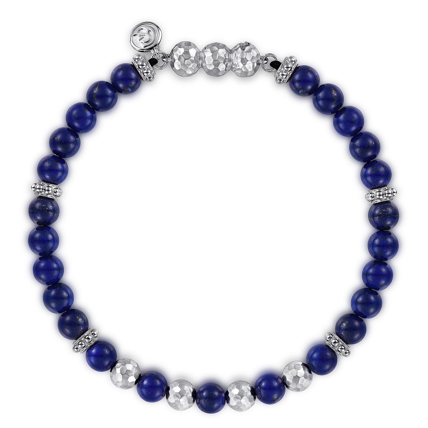 925 Sterling Silver and 6mm Lapis Beaded Bracelet - Shot 1