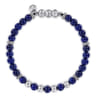 925 Sterling Silver and 6mm Lapis Beaded Bracelet