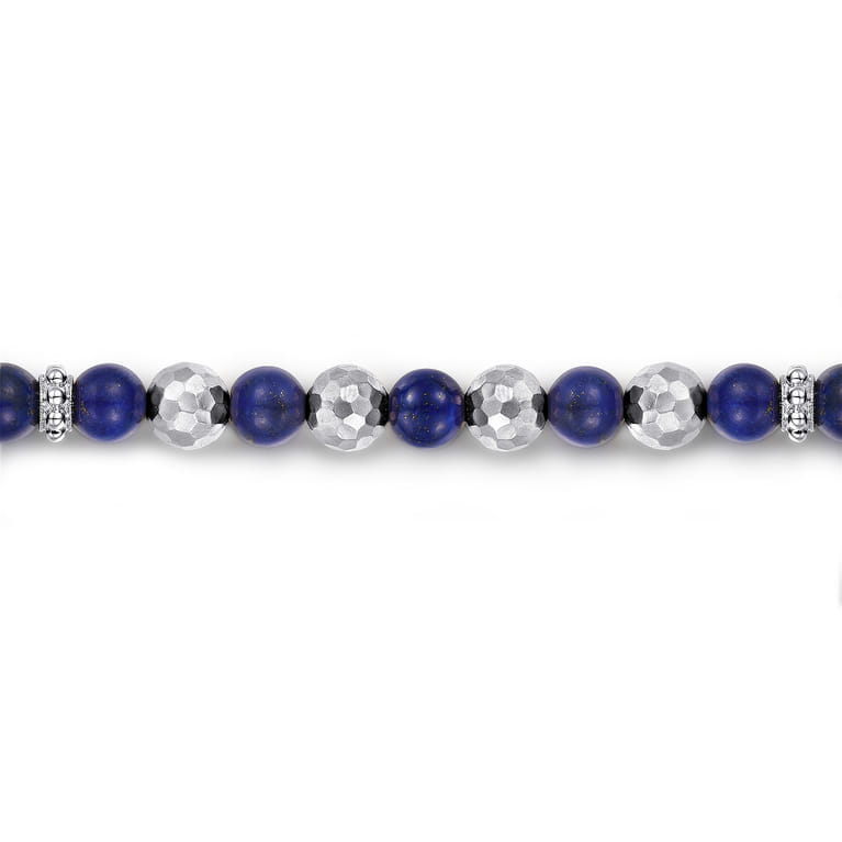 925 Sterling Silver and 6mm Lapis Beaded Bracelet - Shot 2