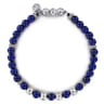 925 Sterling Silver and 6mm Lapis Beaded Bracelet