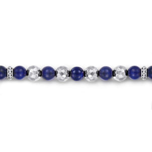 925 Sterling Silver and 6mm Lapis Beaded Bracelet