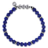 925 Sterling Silver and 6mm Lapis Beaded Bracelet