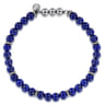 925 Sterling Silver and 6mm Lapis Beaded Bracelet