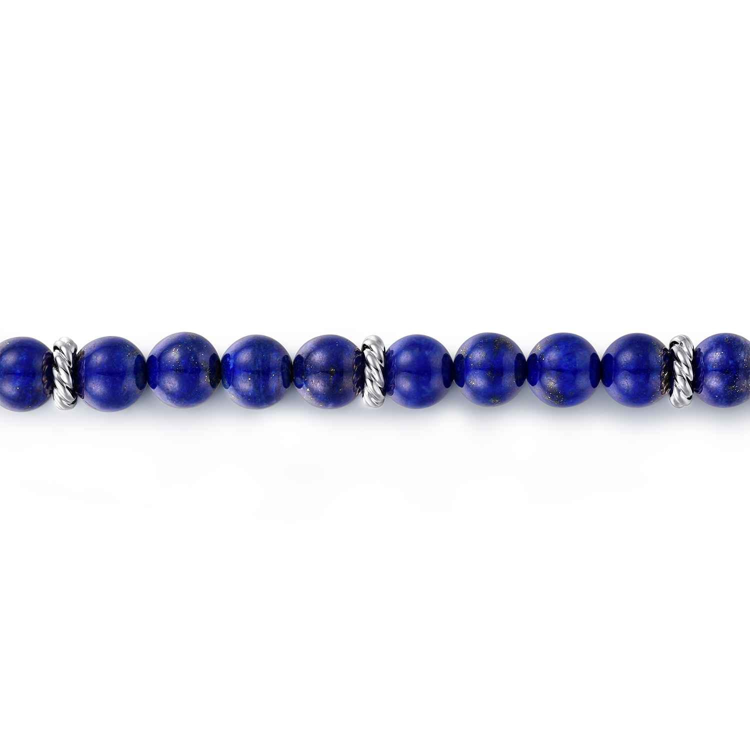 925 Sterling Silver and 6mm Lapis Beaded Bracelet - Shot 2