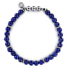 925 Sterling Silver and 6mm Lapis Beaded Bracelet