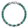 925 Sterling Silver and 6mm Malachite Beaded Bracelet