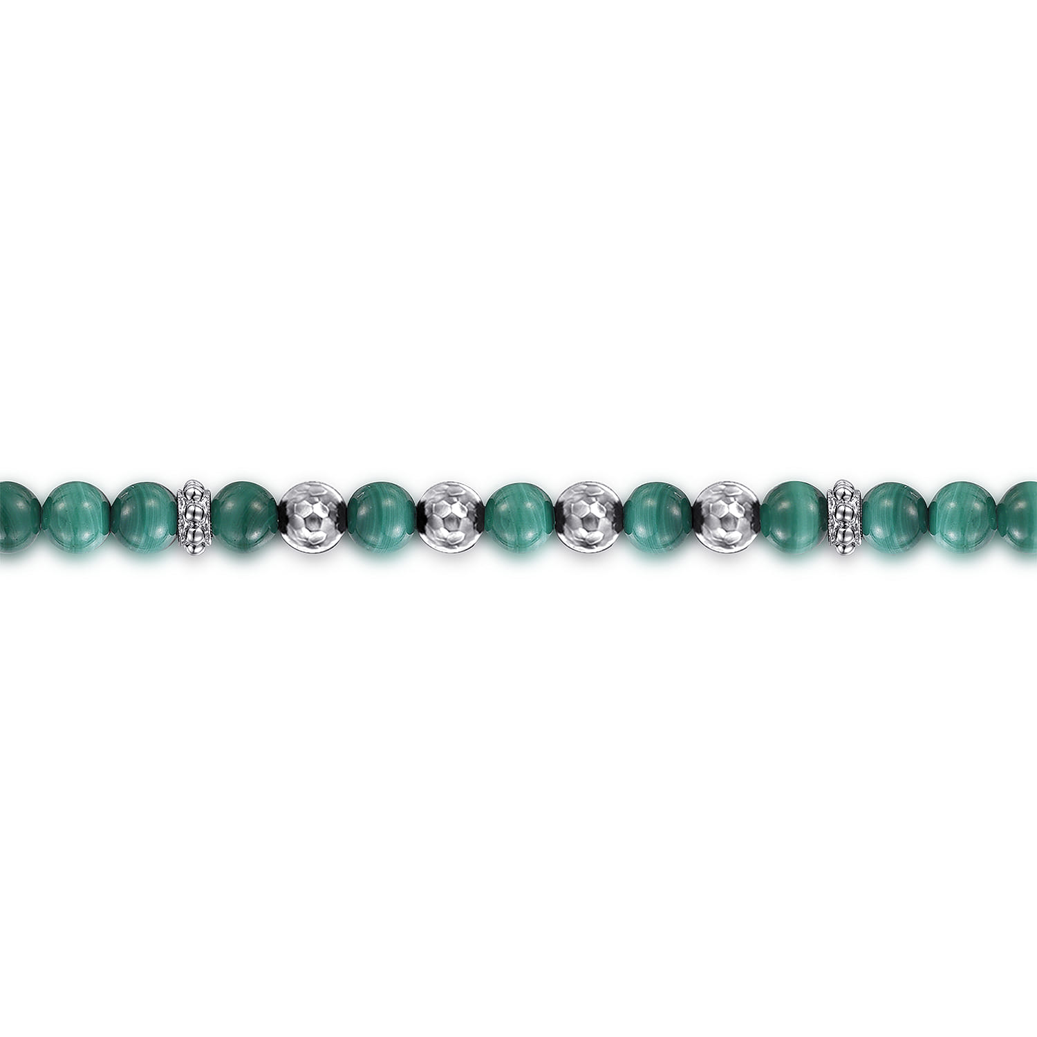925 Sterling Silver and 6mm Malachite Beaded Bracelet - Shot 2