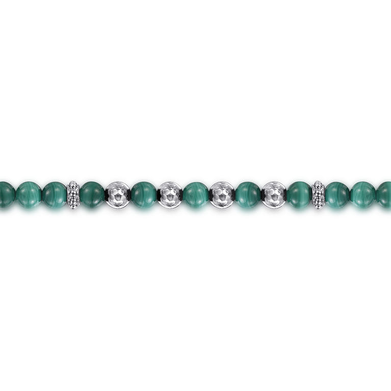 925 Sterling Silver and 6mm Malachite Beaded Bracelet - Shot 2