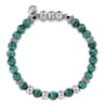 925 Sterling Silver and 6mm Malachite Beaded Bracelet