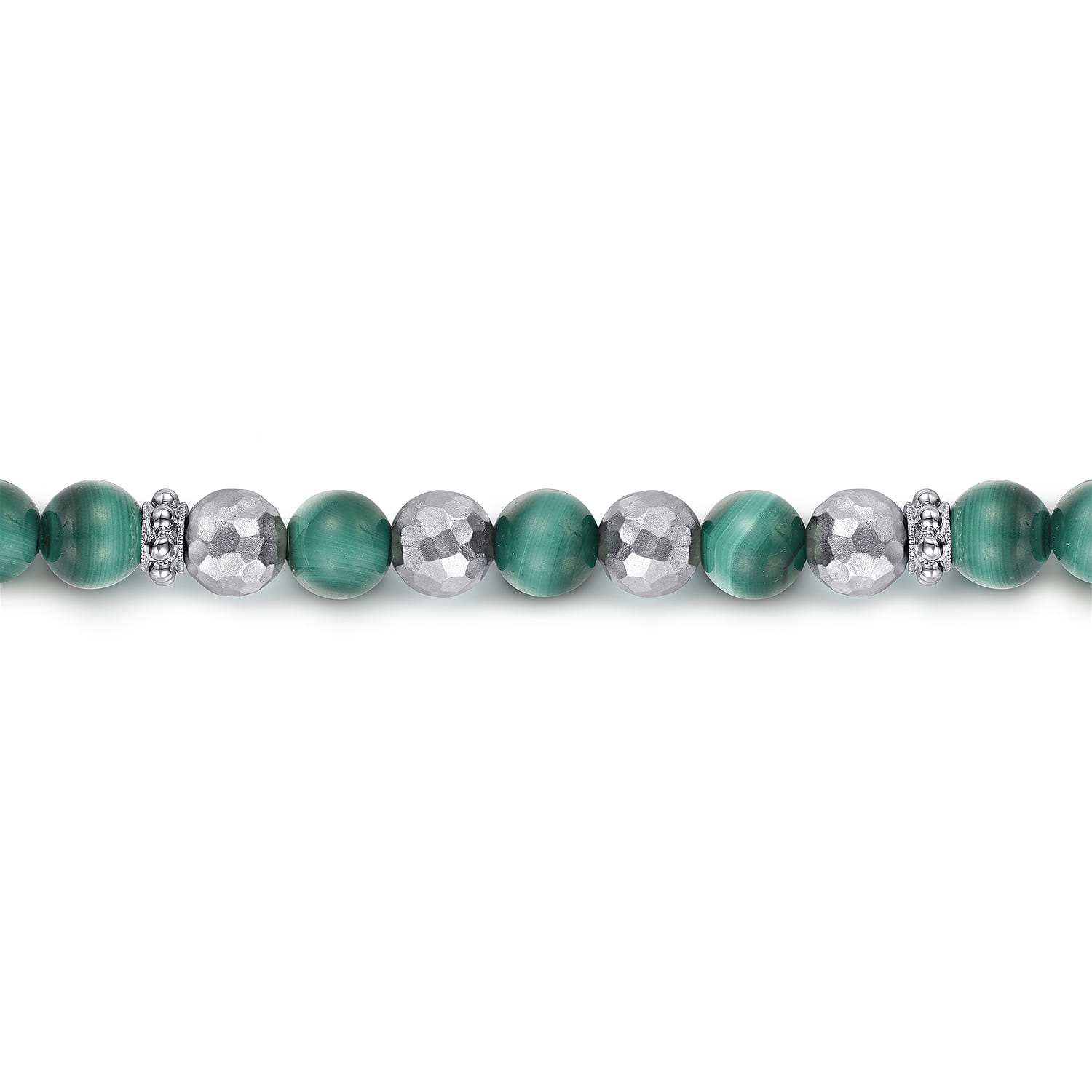 925 Sterling Silver and 6mm Malachite Beaded Bracelet - Shot 2