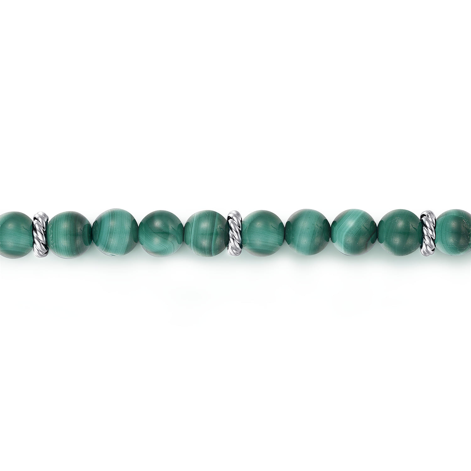 925 Sterling Silver and 6mm Malachite Beaded Bracelet - Shot 2