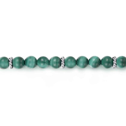 925 Sterling Silver and 6mm Malachite Beaded Bracelet