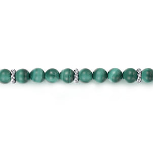 925 Sterling Silver and 6mm Malachite Beaded Bracelet