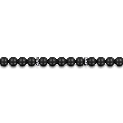 925 Sterling Silver and 6mm Onyx Beaded Bracelet