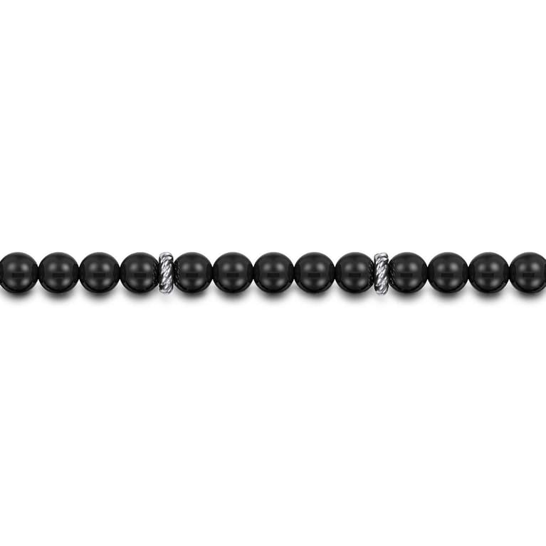 925 Sterling Silver and 6mm Onyx Beaded Bracelet - Shot 2