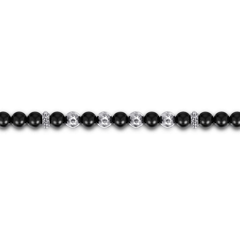 925 Sterling Silver and 6mm Onyx Beaded Bracelet - Shot 2