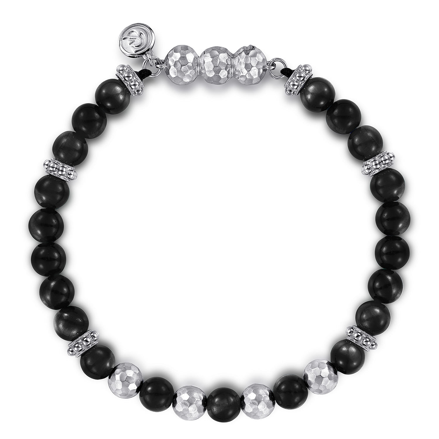 925 Sterling Silver and 6mm Onyx Beaded Bracelet - Shot 1