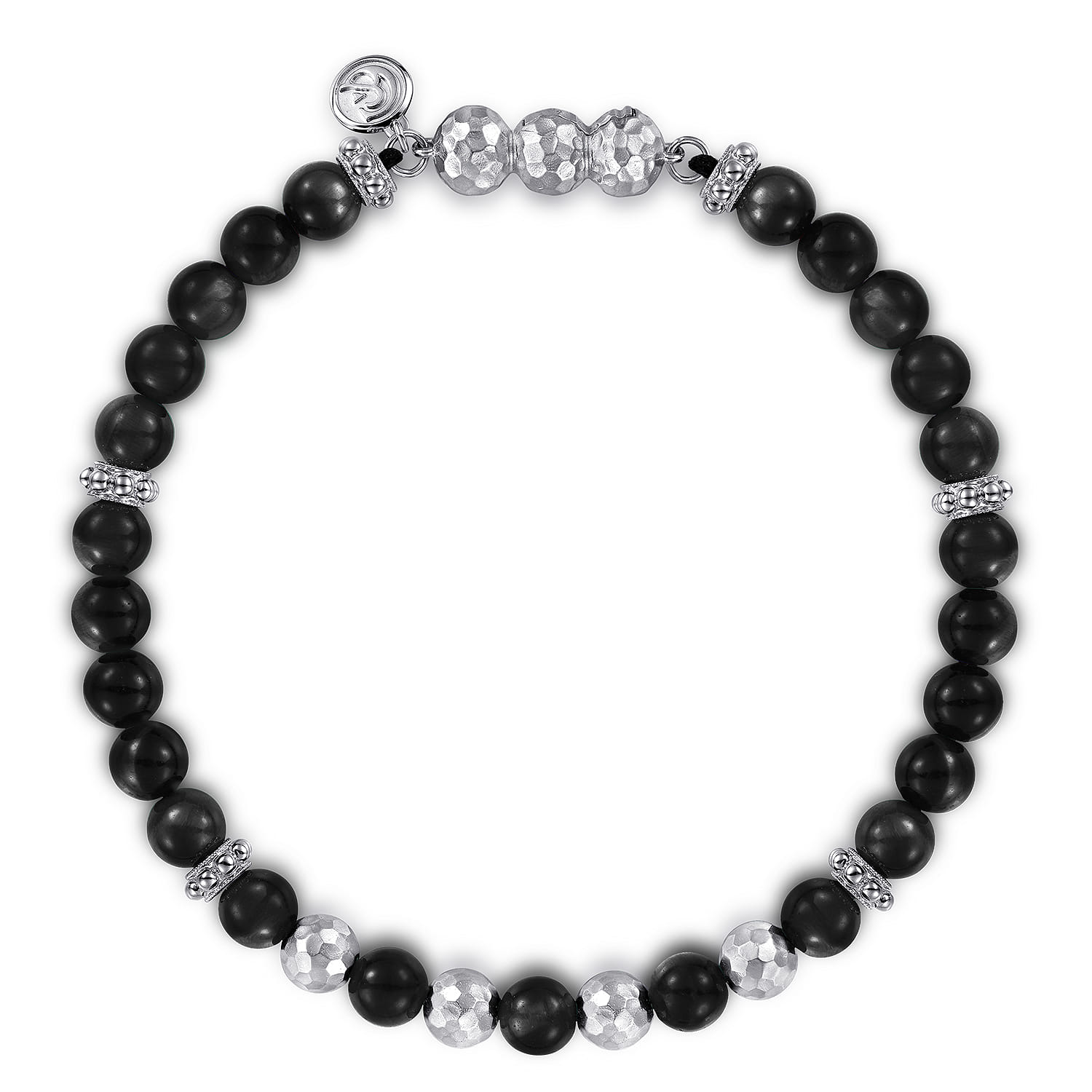 925 Sterling Silver and 6mm Onyx Beaded Bracelet - Shot 1