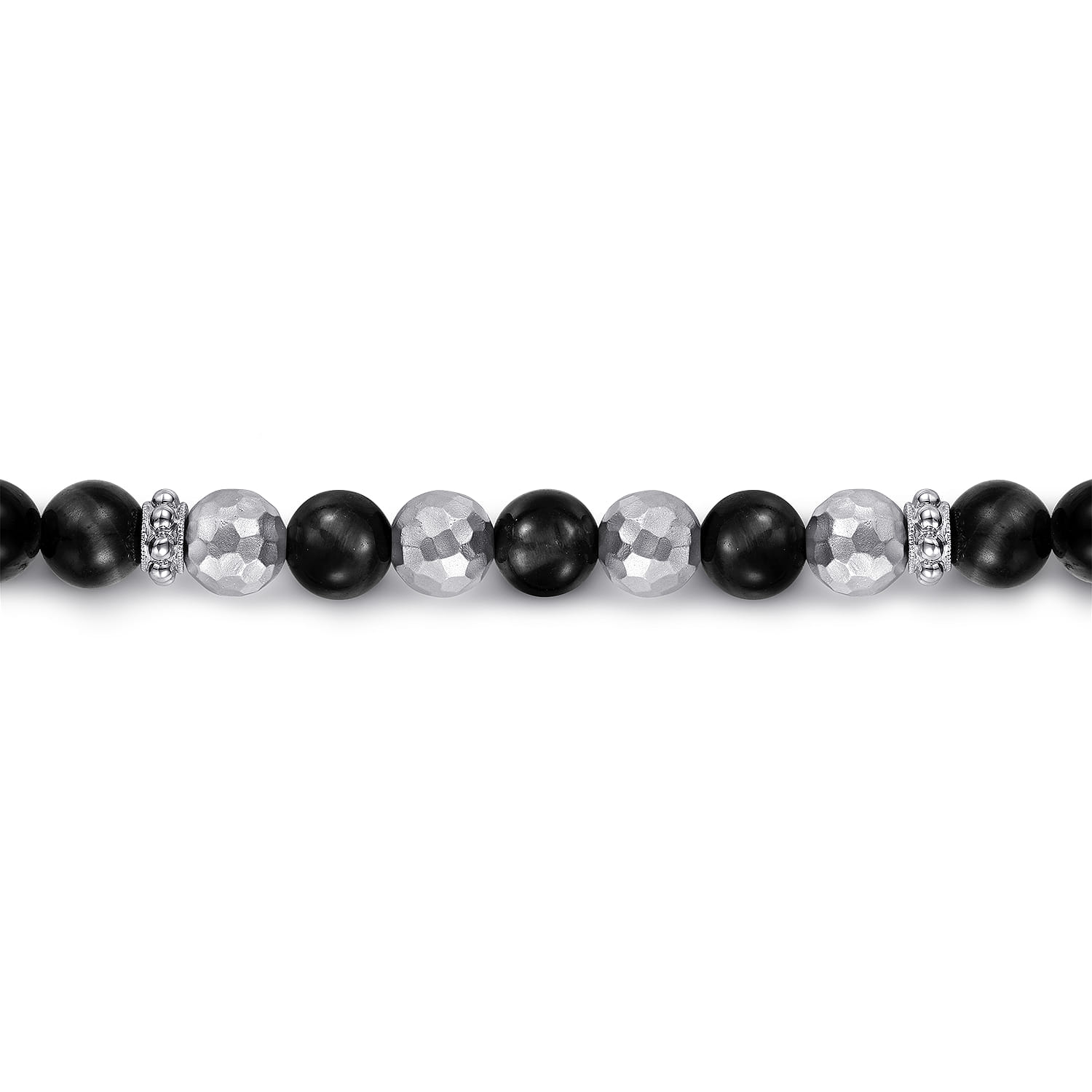 925 Sterling Silver and 6mm Onyx Beaded Bracelet - Shot 2