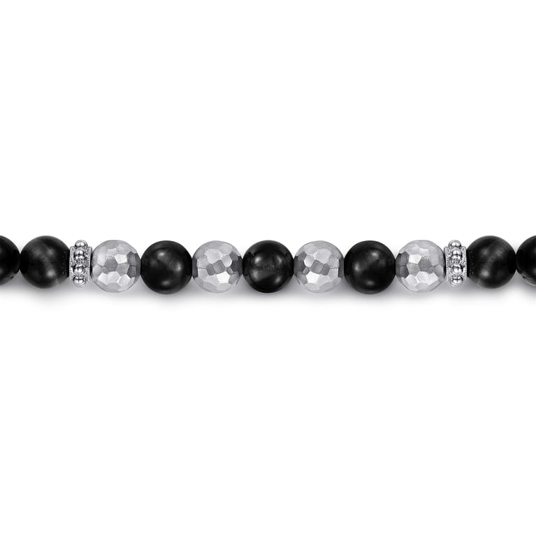 925 Sterling Silver and 6mm Onyx Beaded Bracelet - Shot 2
