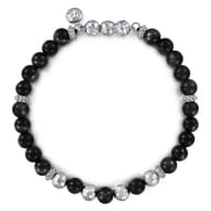 925 Sterling Silver and 6mm Onyx Beaded Bracelet