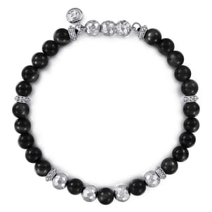 925 Sterling Silver and 6mm Onyx Beaded Bracelet