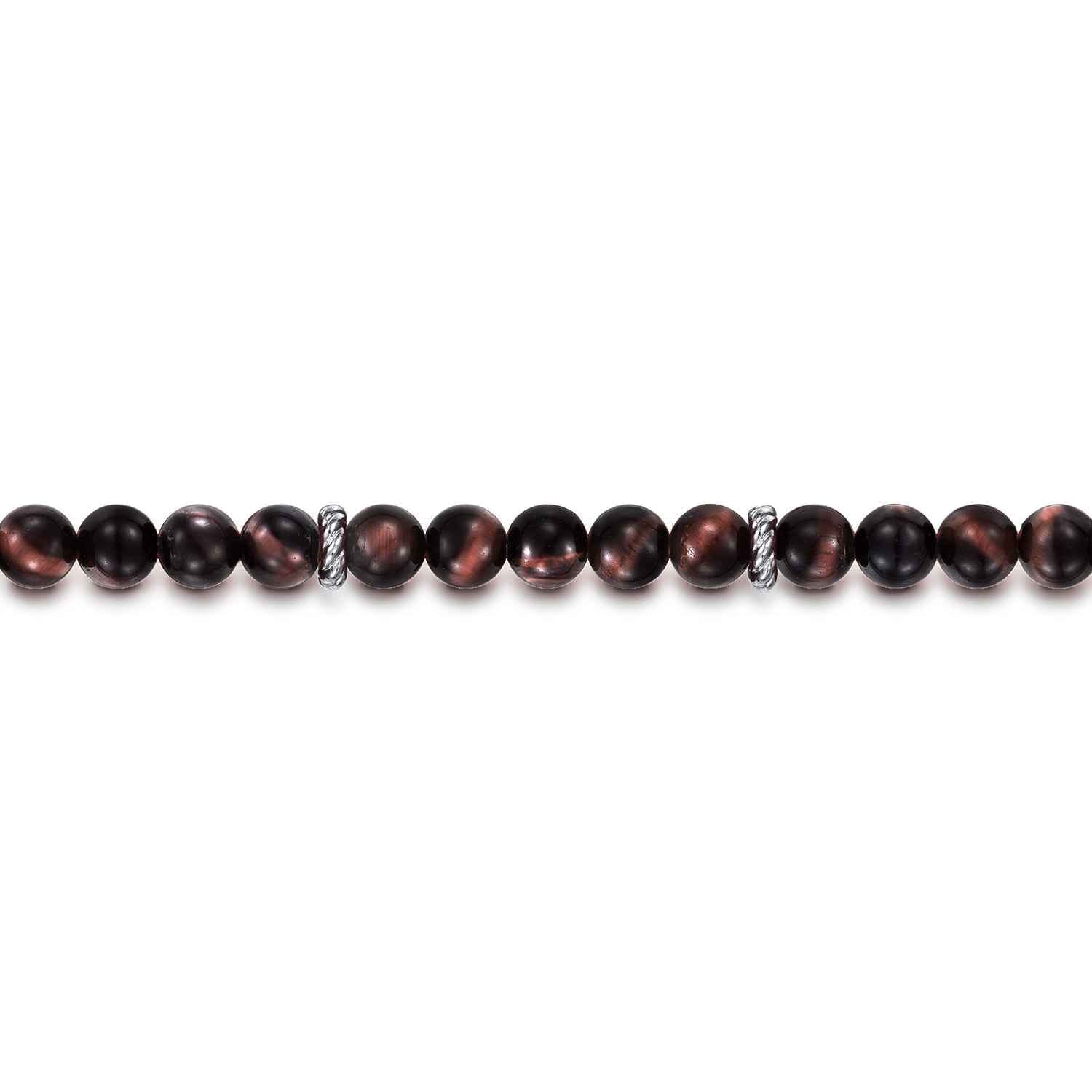 925 Sterling Silver and 6mm Tiger Eye Beaded Bracelet - Shot 2
