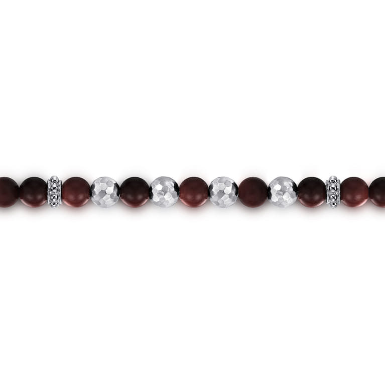 925 Sterling Silver and 6mm Tiger Eye Beaded Bracelet - Shot 2